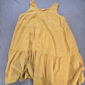 Cotton Bleu Yellow Sleeveless Button-Down Dress